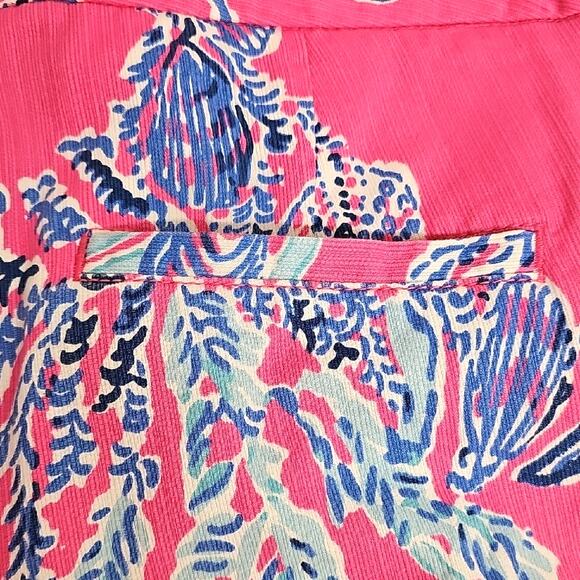 Lilly Pulitzer Adie Pink and Blue Side Zip Four Pocket Women's Short Shorts Sz 6 - Picture 4 of 14